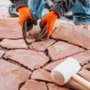 Laying crazy paving stones