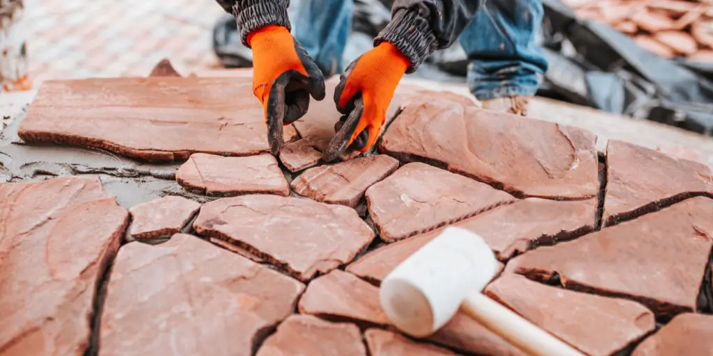 Laying crazy paving stones