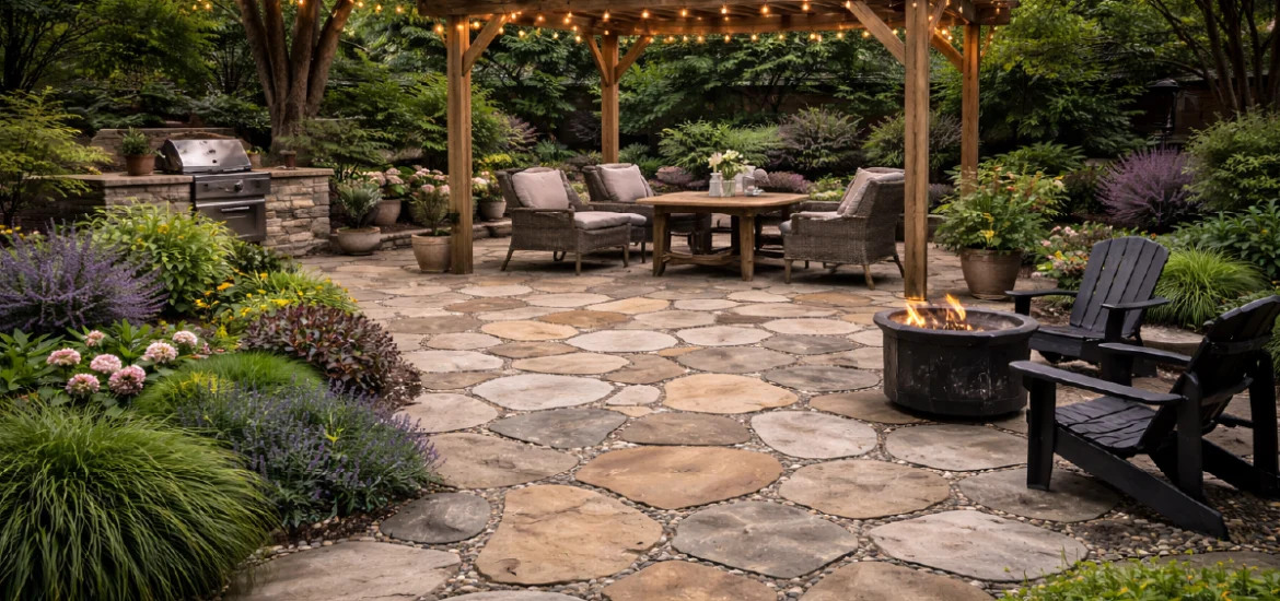 Backyard crazy paving