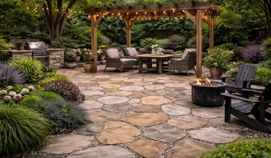 Backyard crazy paving