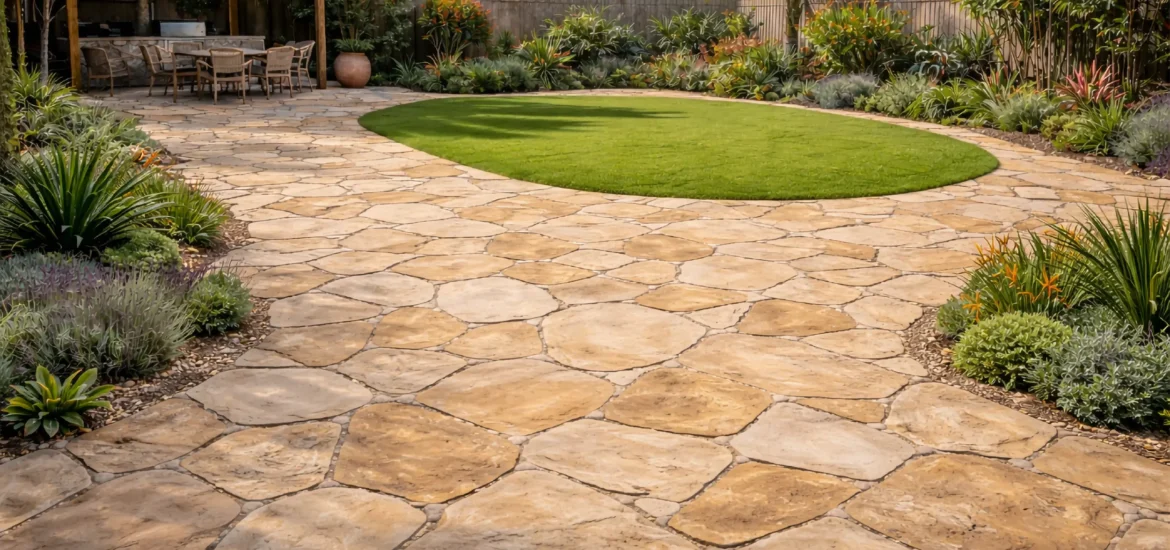 Sandstone crazy paving