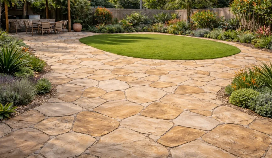 Sandstone crazy paving